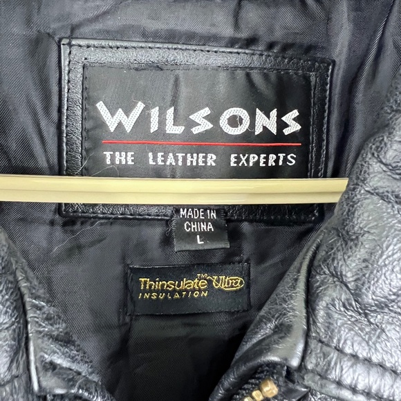 •|•WILSONS LEATHER•| Vintage Black Leather Jacket Thinsulate Insulation - Picture 11 of 16